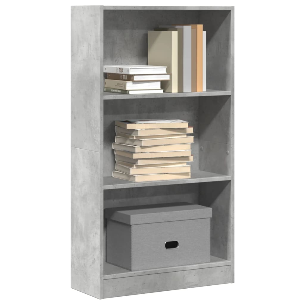 Bogreol 60X24X Konstrueret Træ Hvid Betongrå - 60 cm / 109 cm
