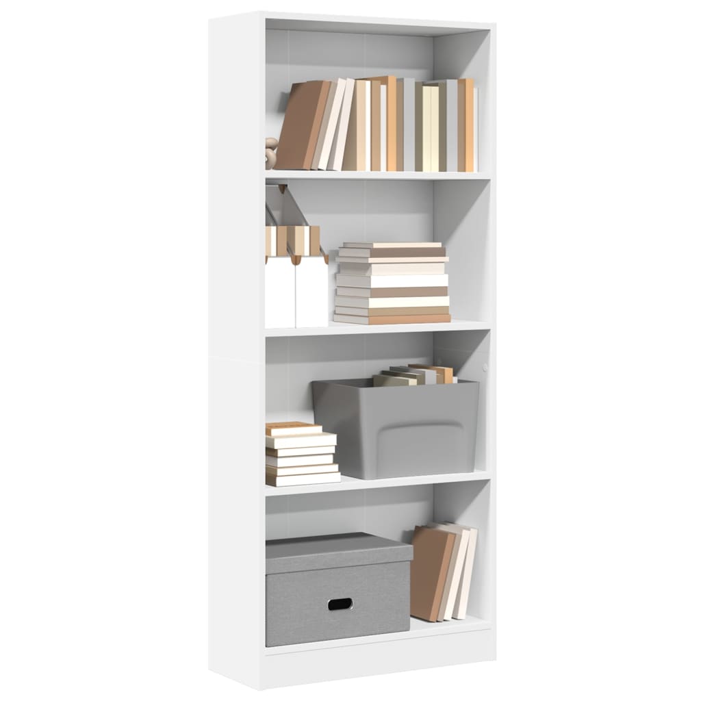 bogreol 60x24x143 cm konstrueret træ hvid billede