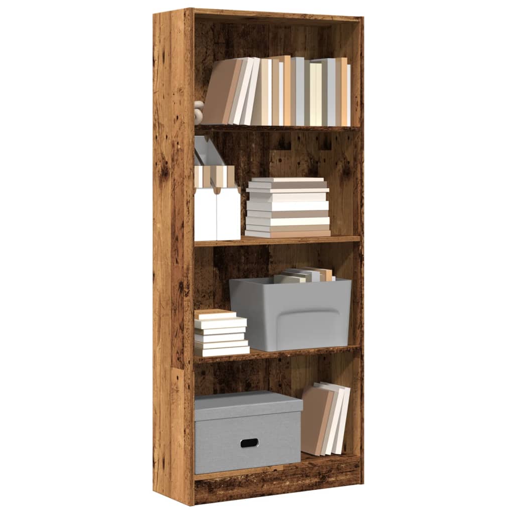 bogreol 60x24x143 cm konstrueret træ antikt træ billede