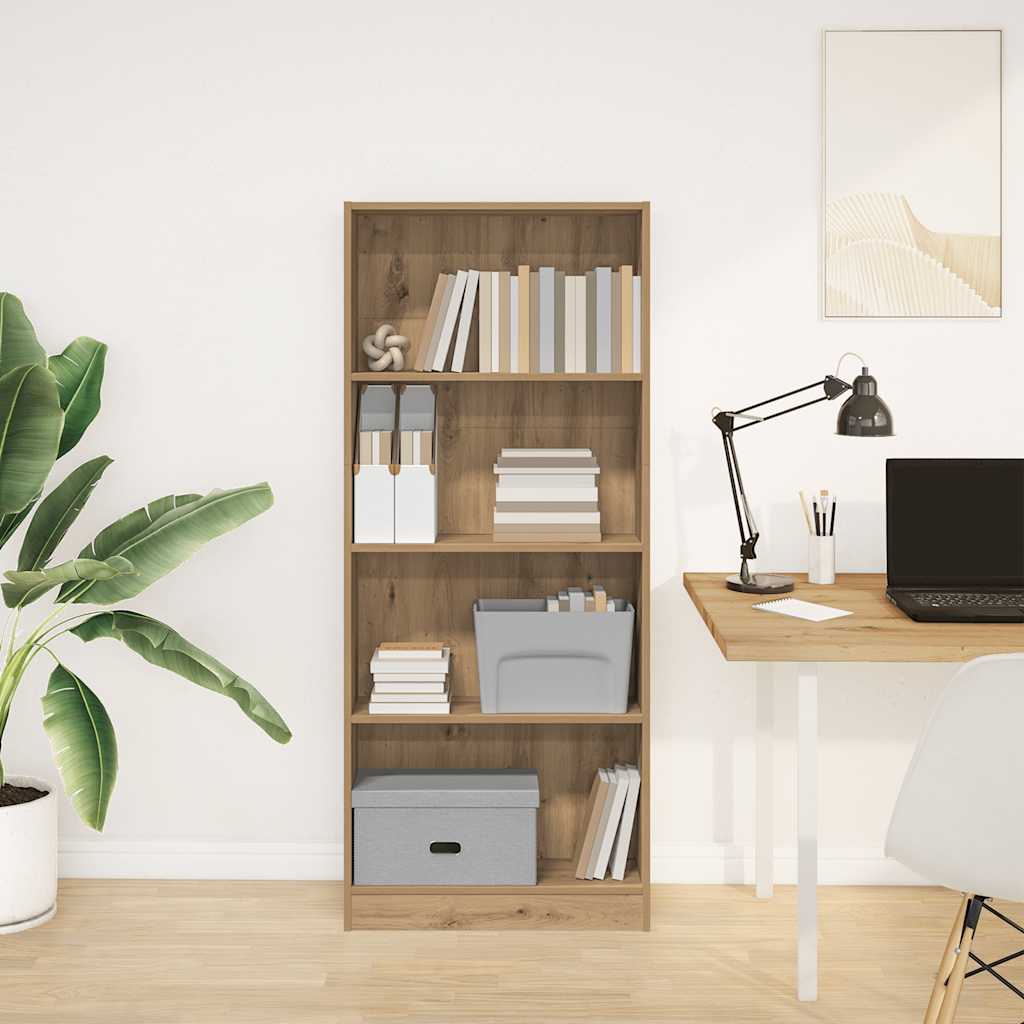 bogreol 60x24x143 cm konstrueret træ egetræsfarve billede