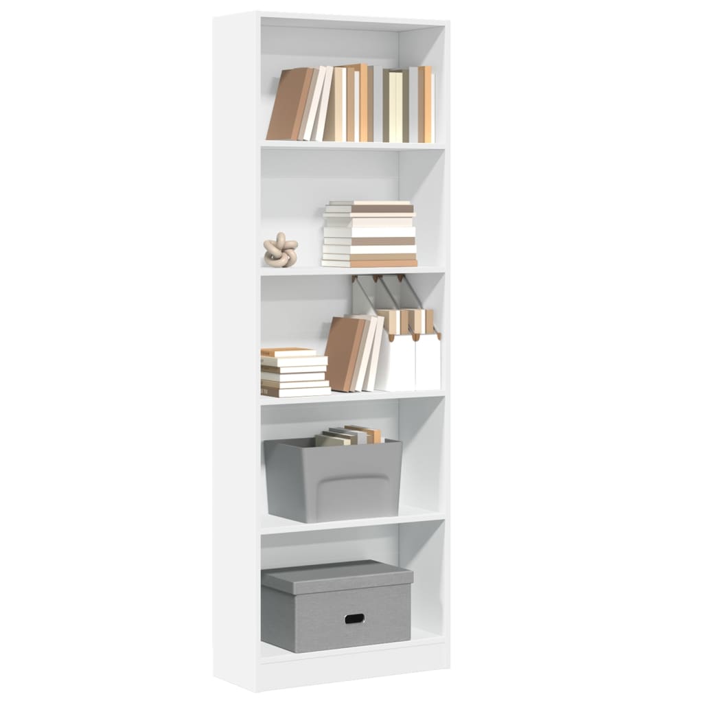 Bogreol 60X24X Konstrueret Træ Hvid - 60 cm / 176 cm / Hvid