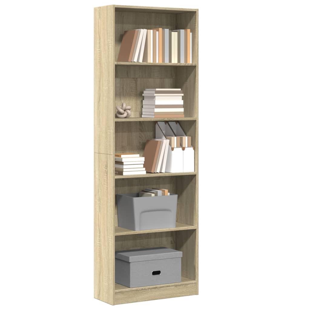 bogreol 60x24x176 cm konstrueret træ sonoma-eg billede