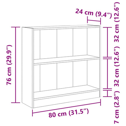 bogreol 80x24x76 cm konstrueret træ grå sonoma-eg