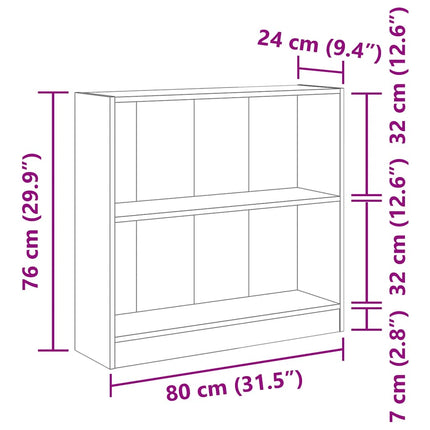 bogreol 80x24x76 cm konstrueret træ antikt træ