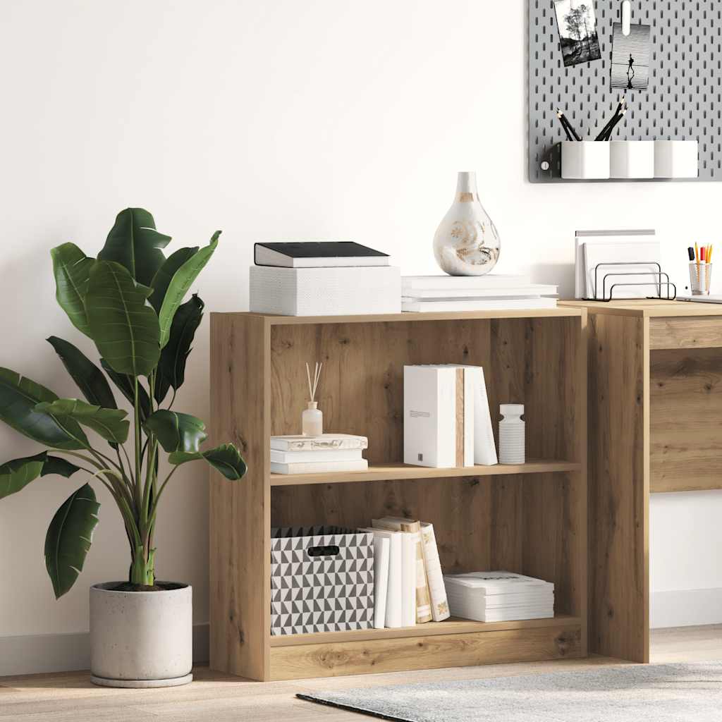 Bogreol 80×24×76 cm i konstrueret træ - egetræsfarve