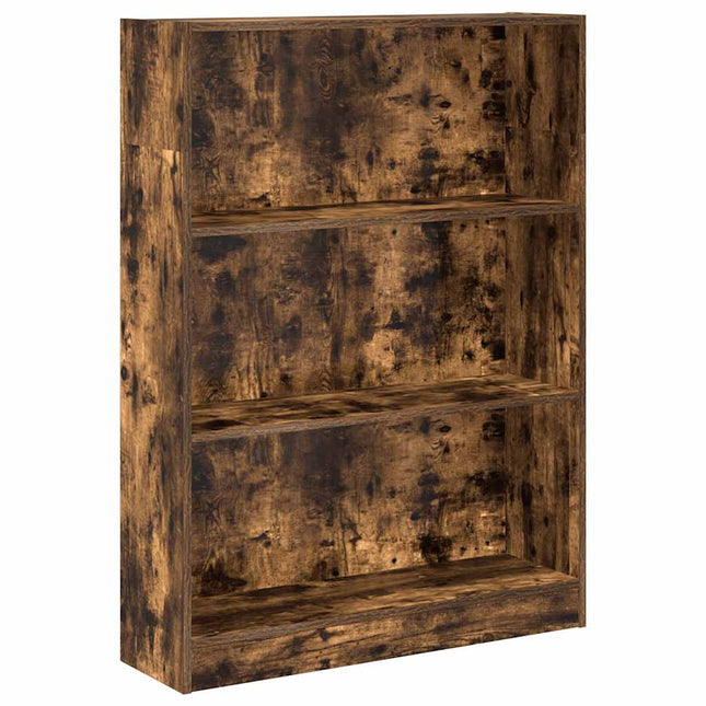 bogreol 80x24x109 cm konstrueret træ røget egetræsfarve