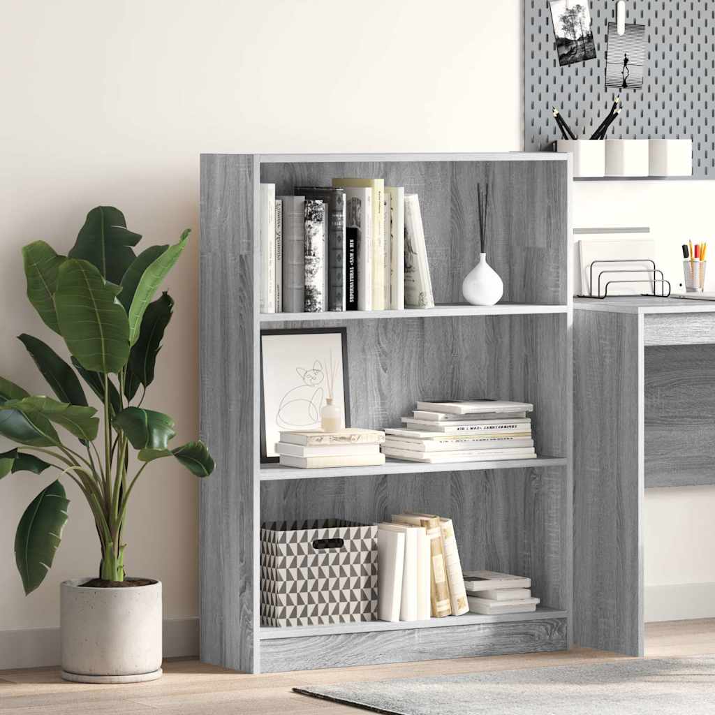 bogreol 80x24x109 cm konstrueret træ grå sonoma-eg billede