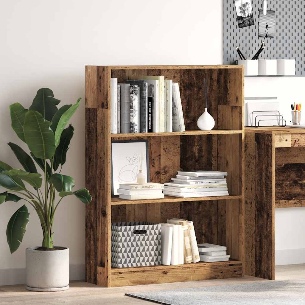 bogreol 80x24x109 cm konstrueret træ antikt træ billede