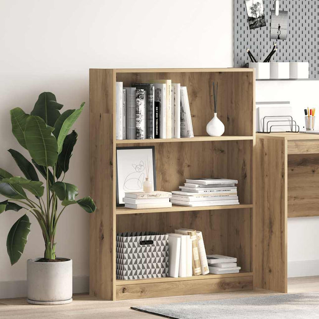 bogreol 80x24x109 cm konstrueret træ egetræsfarve
