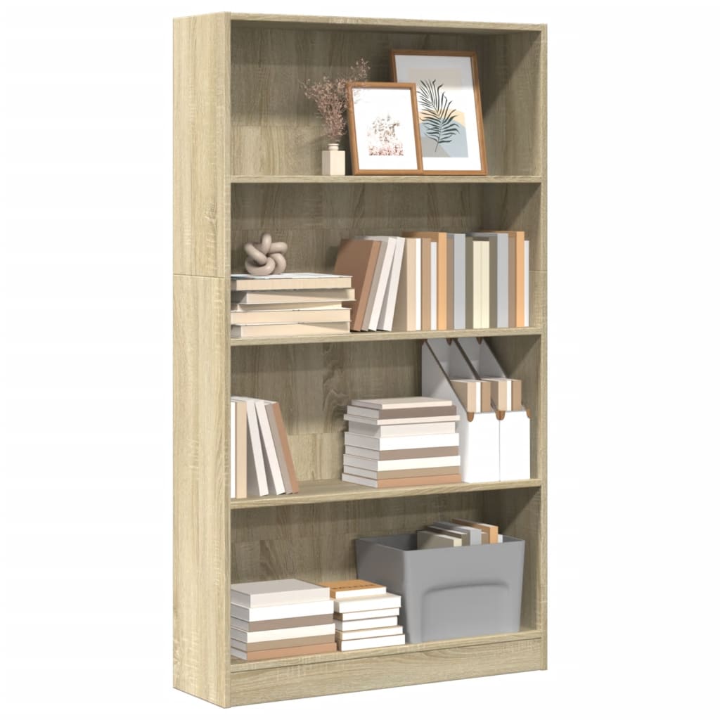 bogreol 80x24x143 cm konstrueret træ sonoma-eg billede