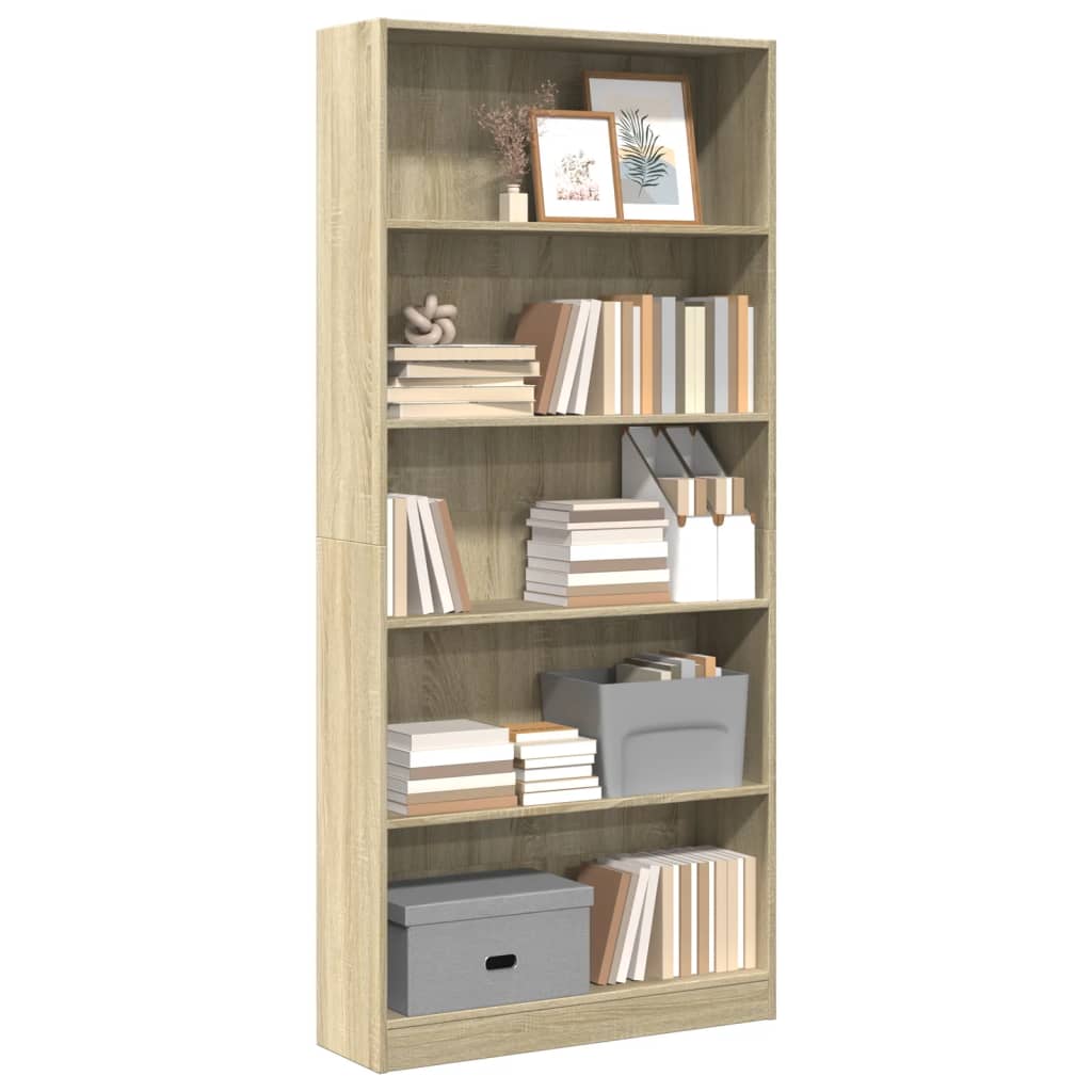 Bogreol i sonoma eg 80 × 24 × 176 cm - konstrueret træ