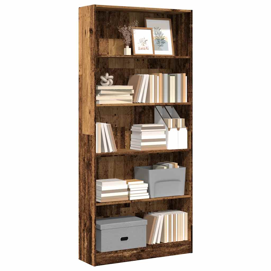 bogreol 80x24x176 cm konstrueret træ antikt træ billede