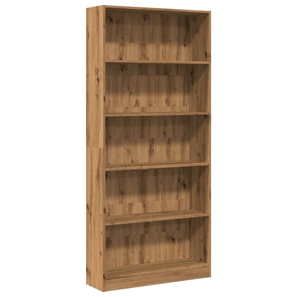bogreol 80x24x176 cm konstrueret træ egetræsfarve billede
