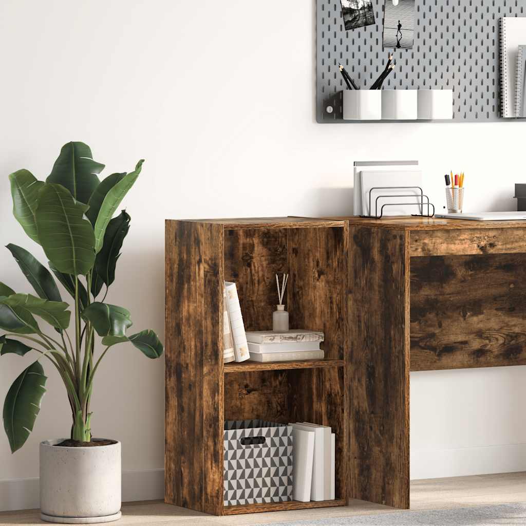 bogreol 40x30x77 cm konstrueret træ røget egetræsfarve billede