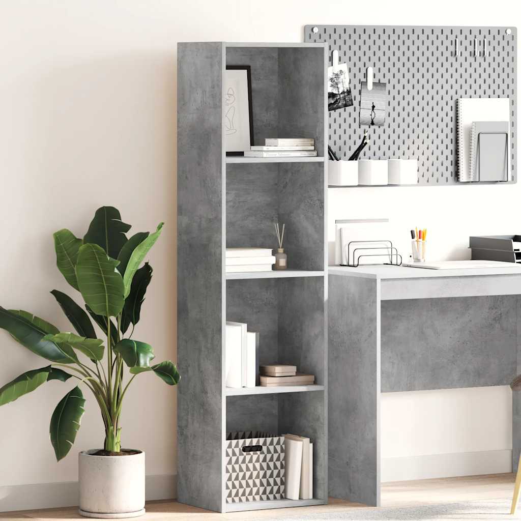 Bogreol Med 2 Hylder 40X30X76,5 Cm Konstrueret Træ Betongrå - 40 cm / 152 cm