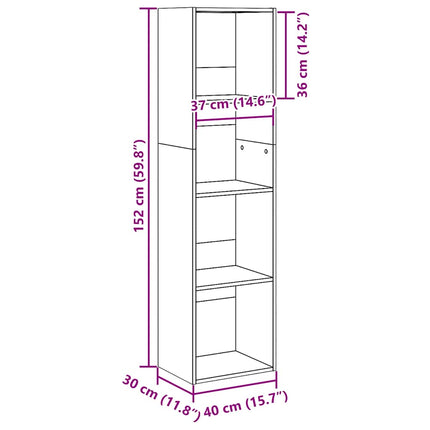 bogreol 40x30x152 cm konstrueret træ gammelt trælook