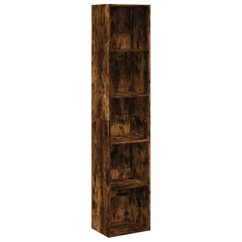 bogreol 40x30x189 cm konstrueret træ røget egetræsfarve billede