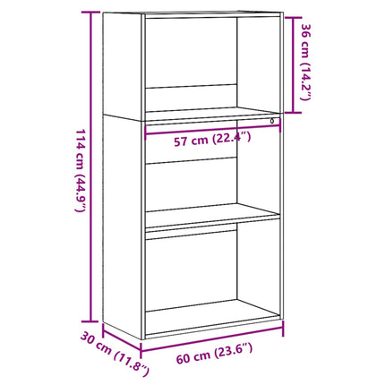 bogreol 60x30x114 cm konstrueret træ hvid