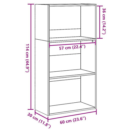 bogreol 60x30x114 cm konstrueret træ antikt træ