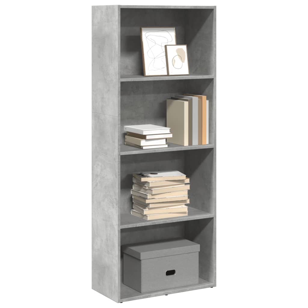 Bogreol Med 2 Hylder 40X30X76,5 Cm Konstrueret Træ Betongrå - 60 cm / 152 cm