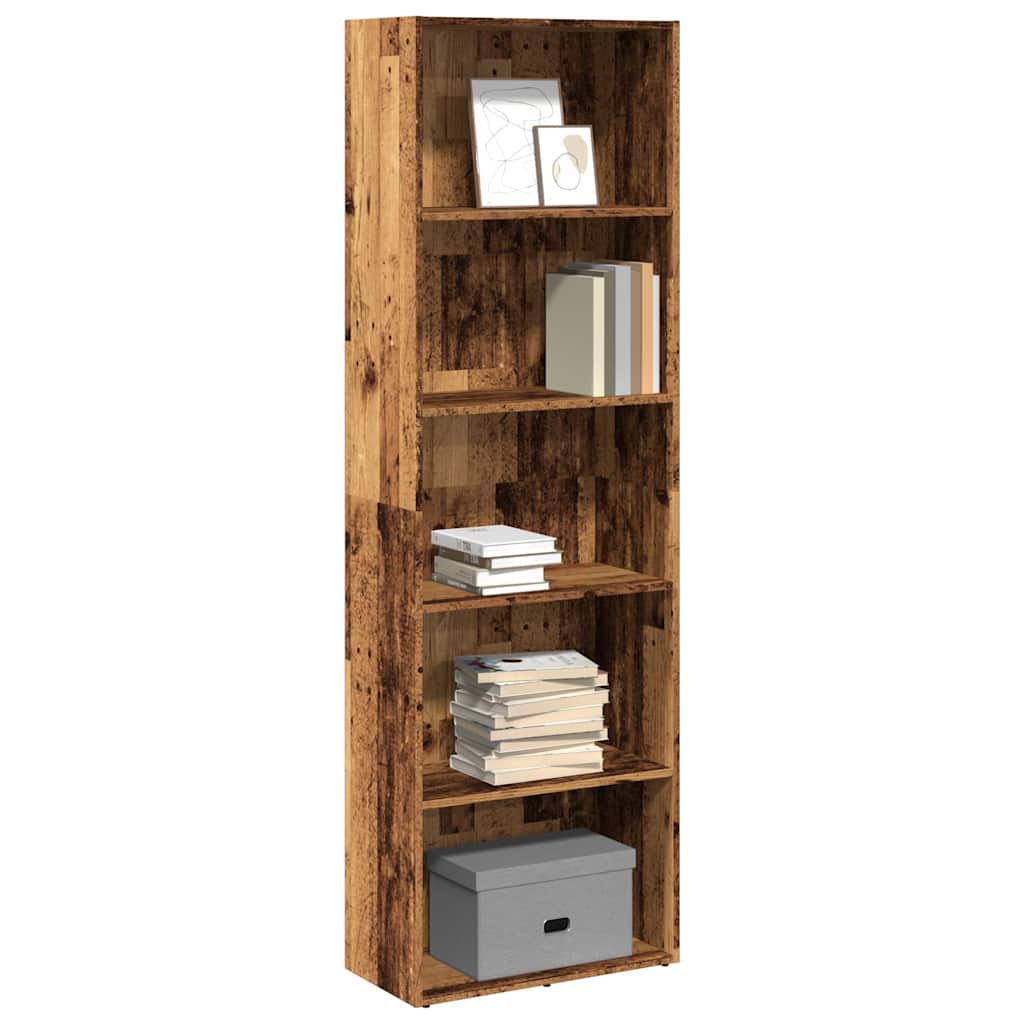 bogreol 60x30x189 cm konstrueret træ gammelt trælook billede