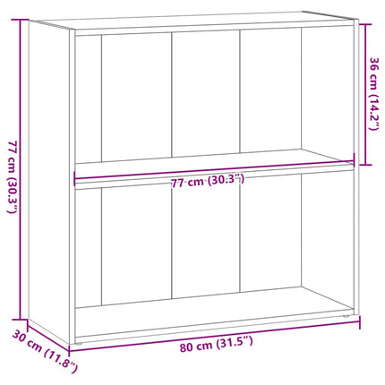 bogreol 80x30x77 cm konstrueret træ grå sonoma-eg