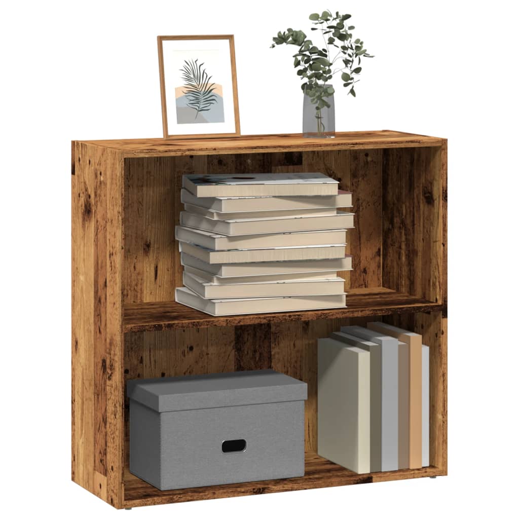 Bogreol 60×30×77 cm i konstrueret træ - gammelt trælook