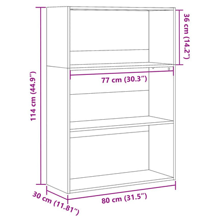bogreol 80x30x114 cm konstrueret træ betongrå