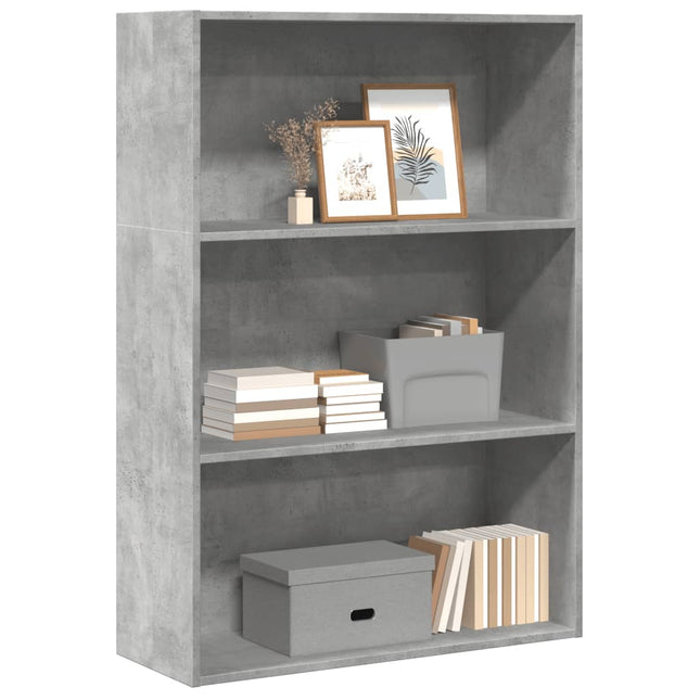 bogreol 80x30x114 cm konstrueret træ betongrå