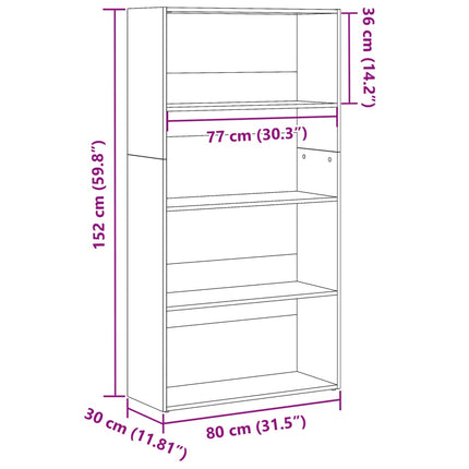 bogreol 80x30x152 cm konstrueret træ sonoma-eg