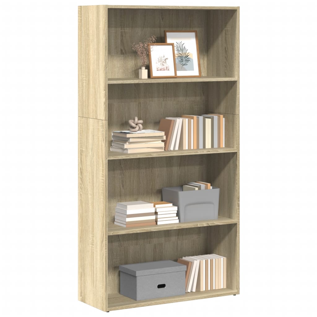 bogreol 80x30x152 cm konstrueret træ sonoma-eg billede