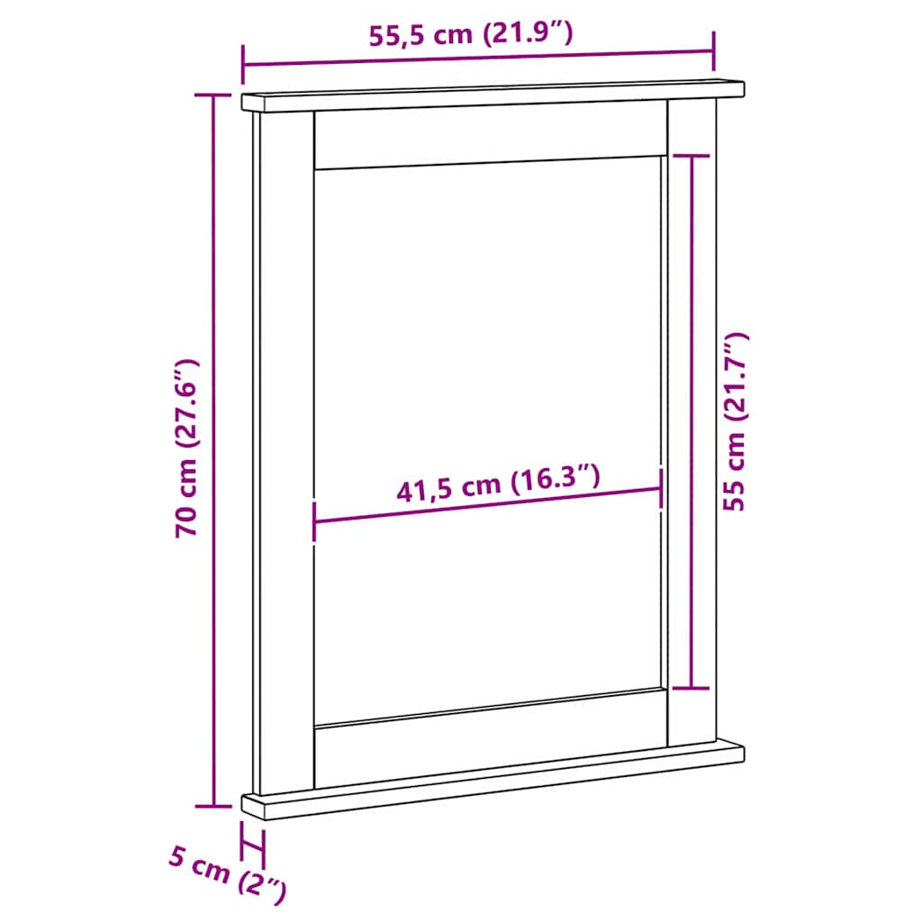 Spejl VIGO Antik hvid 55,5 x 5 x 70 cm Massivt fyrretræ