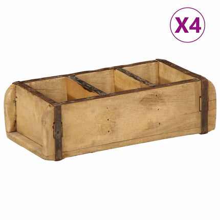 Bakke 4 stk. Brun 30 x 14 x 9 cm Solid genbrugs træ