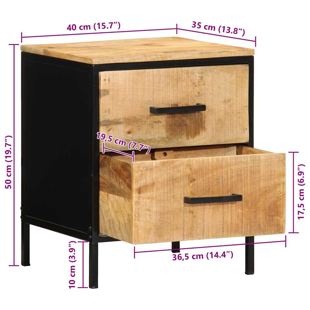 Natskab 2 pcs Brun og sort 40 x 35 x 50 cm Massivt mangotræ