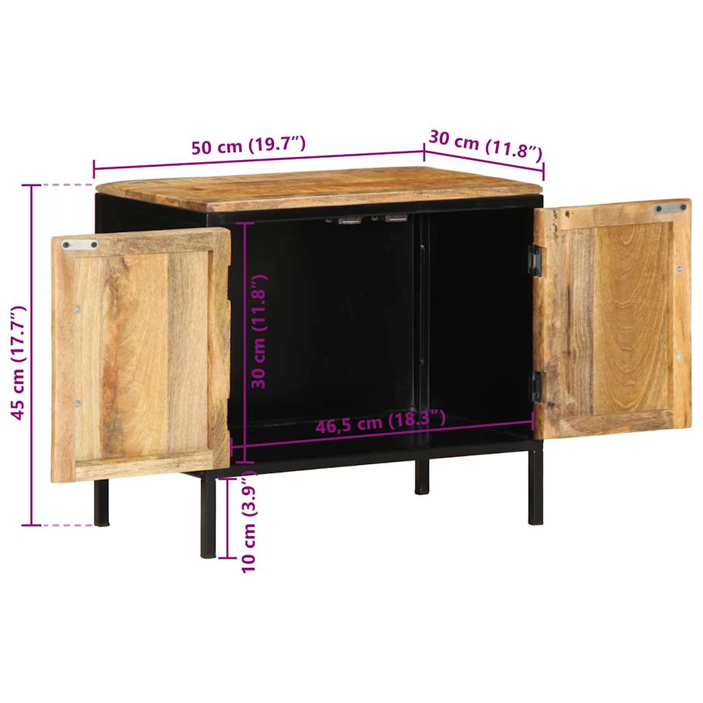 Natskab 2 pcs Brun og sort 50 x 30 x 45 cm Massivt mangotræ