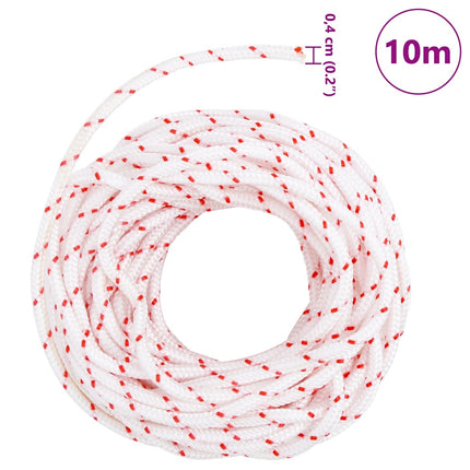 startsnor Ø4 mm 10 m nylon hvid og rød