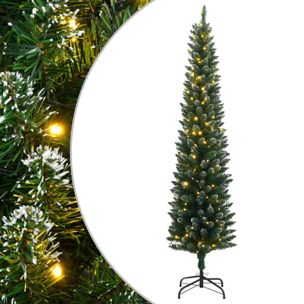 kunstigt smalt juletræ 150 LED'er hængslet 150 cm