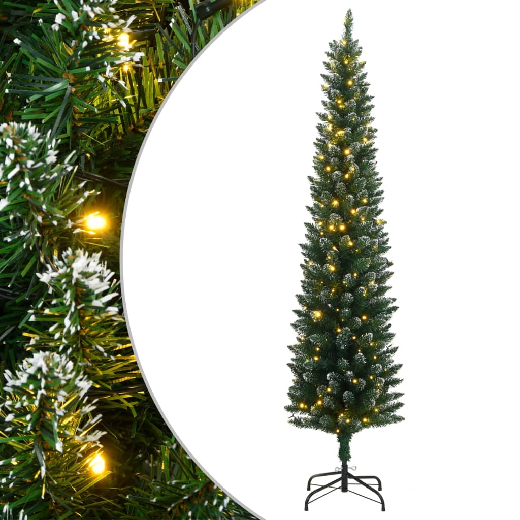 kunstigt smalt juletræ 150 LED'er hængslet 150 cm
