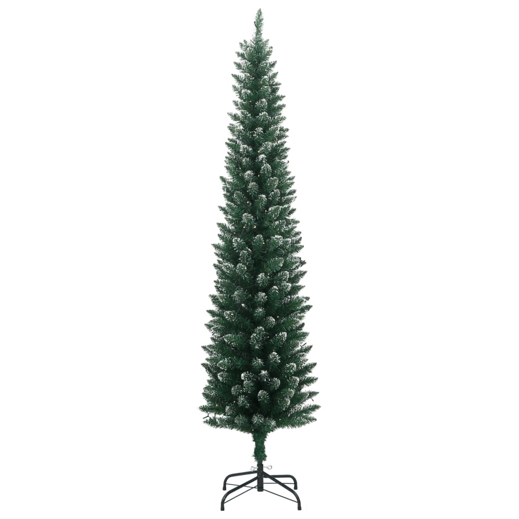 kunstigt smalt juletræ 150 LED'er hængslet 150 cm