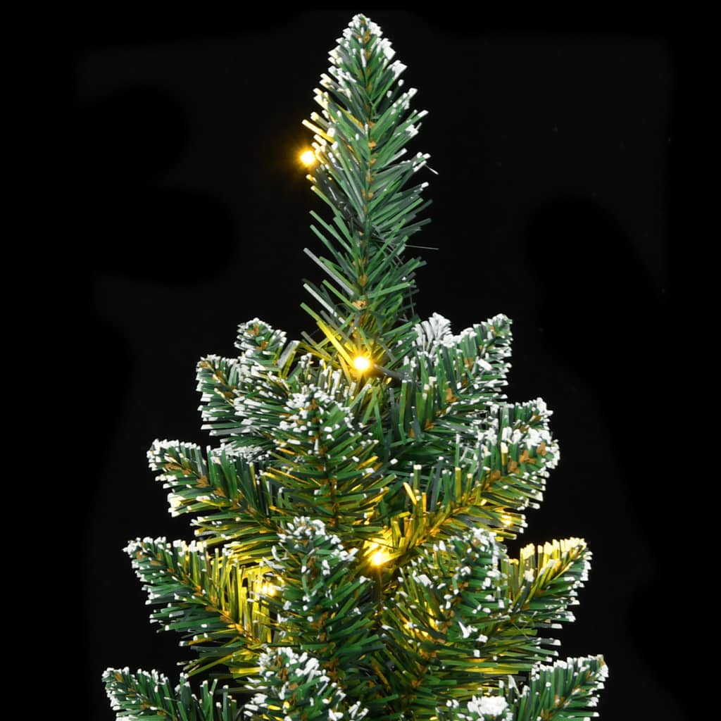 kunstigt smalt juletræ 150 LED'er hængslet 150 cm