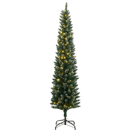 kunstigt smalt juletræ med 300 LED-lys 180 cm