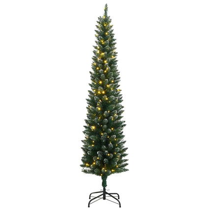 kunstigt smalt juletræ med 300 LED-lys 210 cm