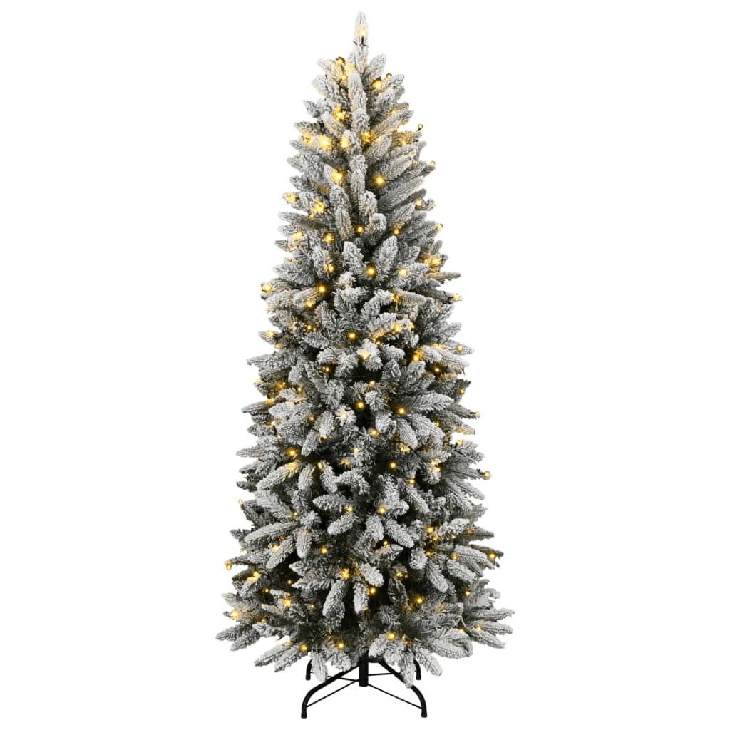 kunstigt juletræ med sne og 150 LED'er 120 cm