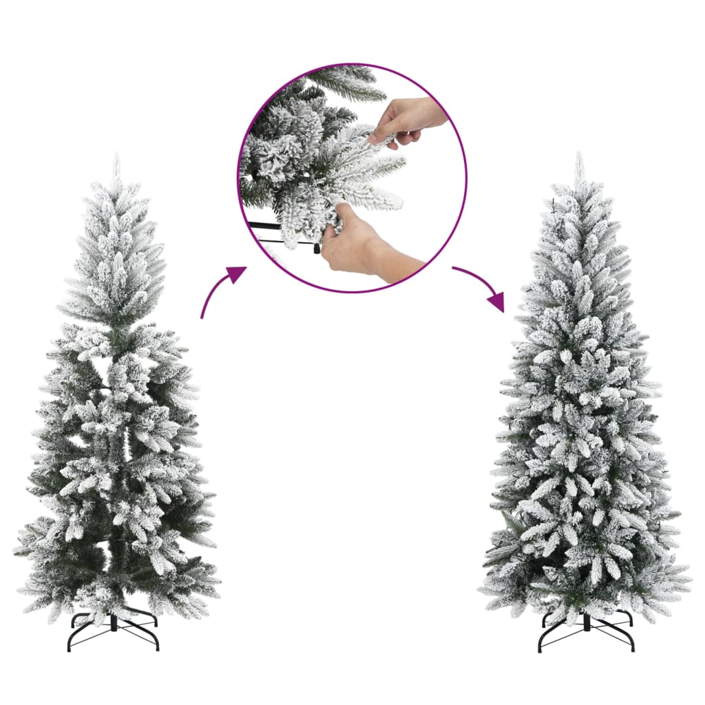 kunstigt juletræ med sne og 150 LED'er 120 cm