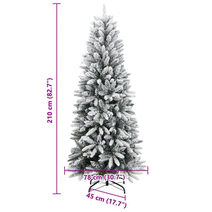 kunstigt juletræ med 300 LED'er og sne 210 cm