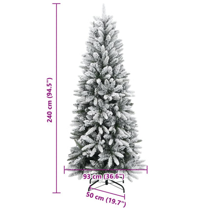 kunstigt juletræ med 300 LED'er og sne 240 cm