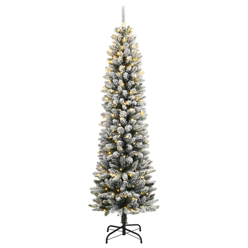 kunstigt juletræ med sne og 150 LED'er 120 cm