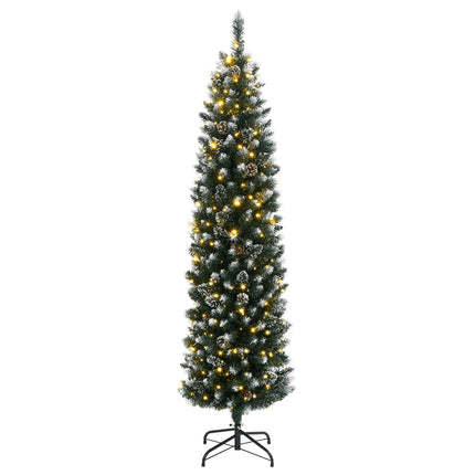 kunstigt smalt juletræ med 300 LED-lys 210 cm