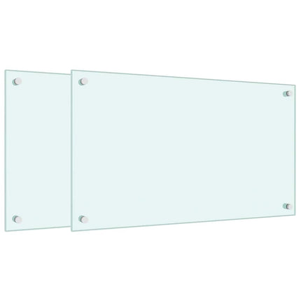 stænkplader 2 stk. 70x40 cm hærdet glas hvid