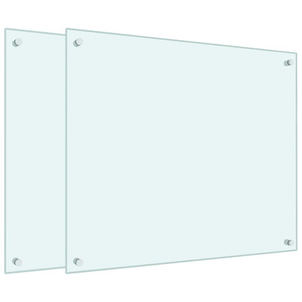 stænkplader 2 stk. 70x60 cm hærdet glas hvid